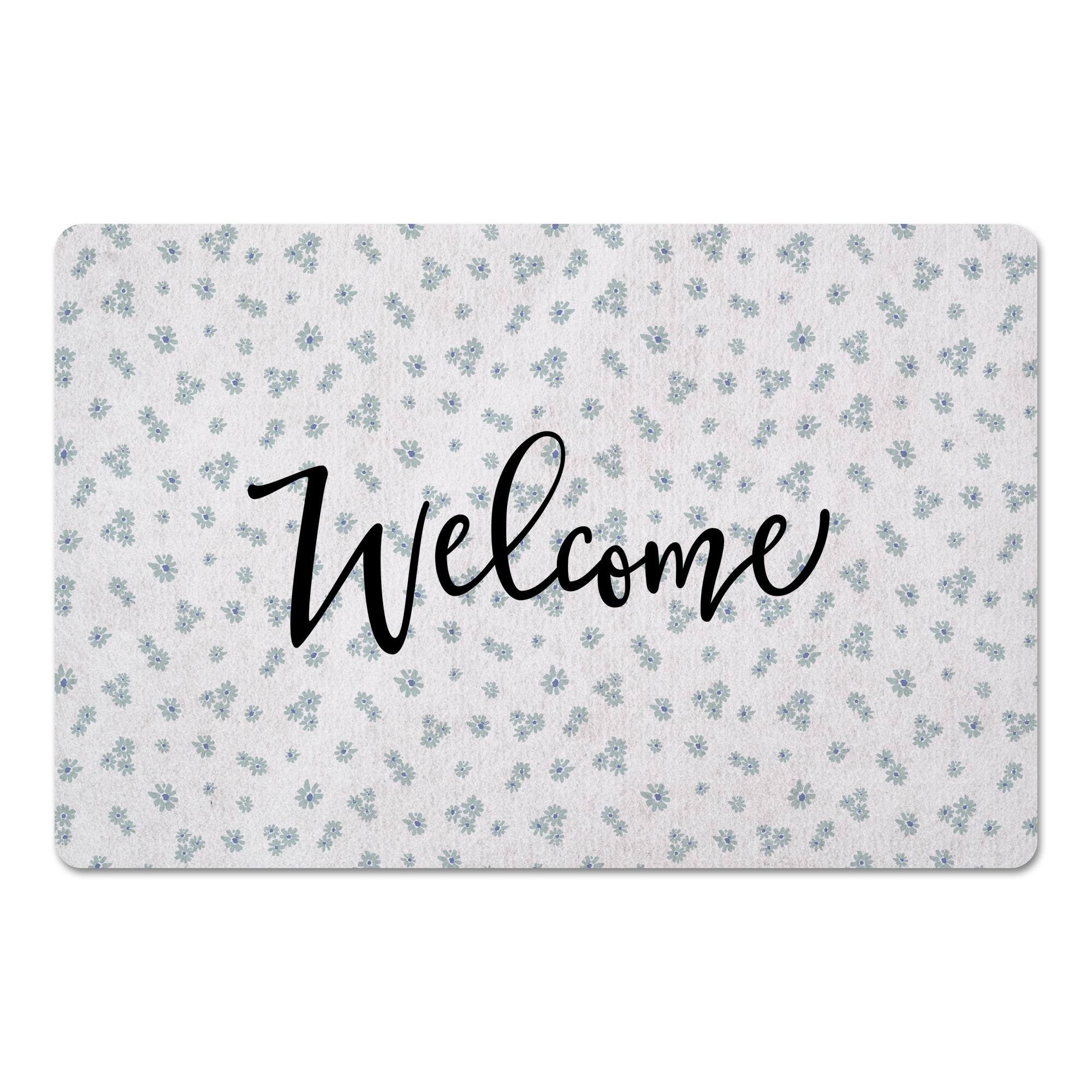 Daisy Print Welcome Floor Mat